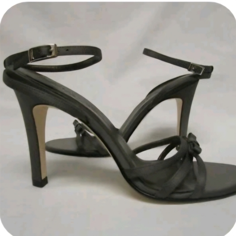 Sam & Libby Gray Stiletto Heels with Ankle Strap